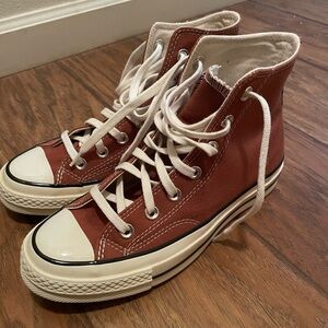 Converse High-Top Sneakers in Brown and White